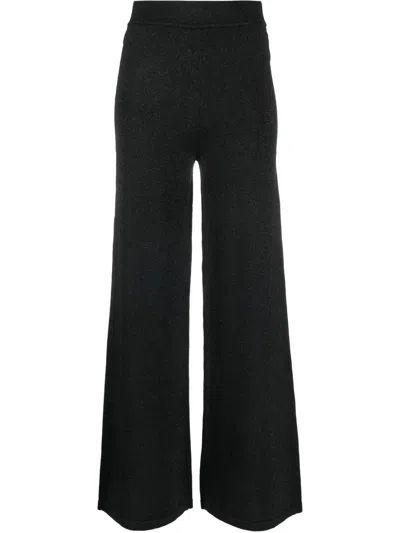 P.a.r.o.s.h High-waisted Wide-leg Trousers In Black