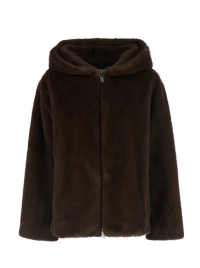 P.a.r.o.s.h . High-collar Tech Fabric Coat In Brown