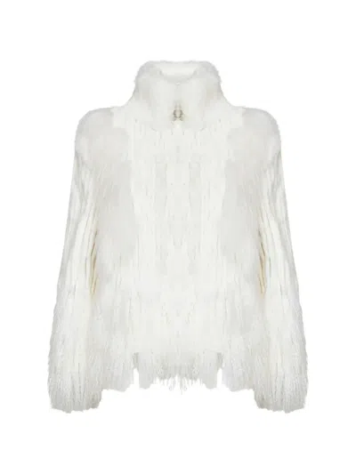 P.a.r.o.s.h High-neck Textured-finish Jacket In White