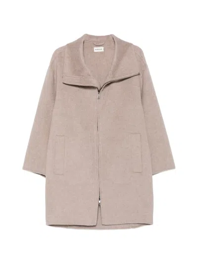 P.a.r.o.s.h High-neck Zip-up Coat In Neutral