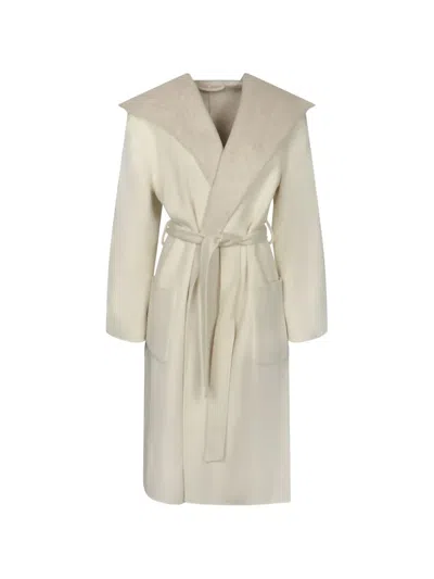 P.a.r.o.s.h Hooded Belt Coat In Neutral