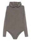 P.a.r.o.s.h Hooded Ribbed Bodysuit In Gray