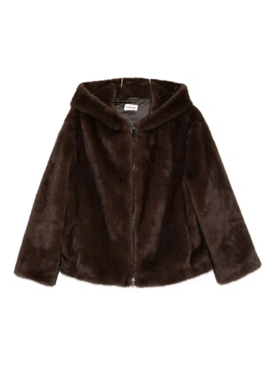 P.a.r.o.s.h Hooded Zip-front Jacket In Brown