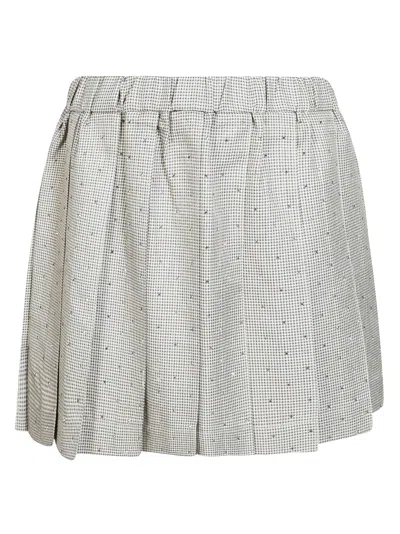 P.a.r.o.s.h Parosh Houndstooth Rhinestone-embellished Skirt In Gray