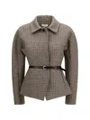 P.a.r.o.s.h Houndstooth-pattern Belted Jacket In Neutral