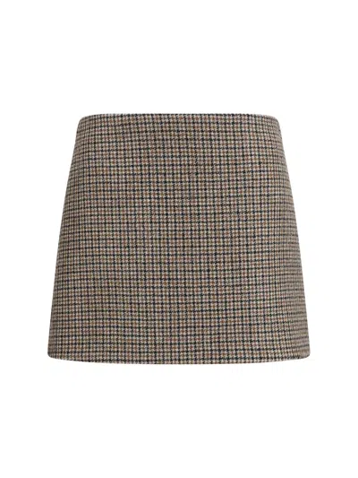 P.a.r.o.s.h . Houndstooth Wool Mini Skirt In Brown