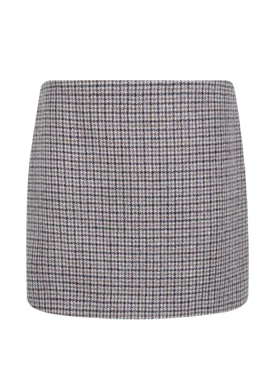 P.a.r.o.s.h Houndstooth Wool Skirt In Neutral