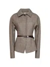 P.a.r.o.s.h Houndstooth-pattern Belted Jacket In Neutral