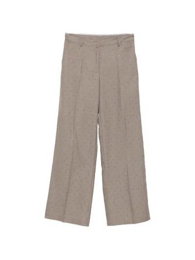 P.a.r.o.s.h Houndstooth-pattern Crystal-embellished Trousers In Neutral