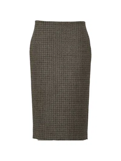 P.a.r.o.s.h Houndstooth-pattern Pencil Midi Skirt In Gray