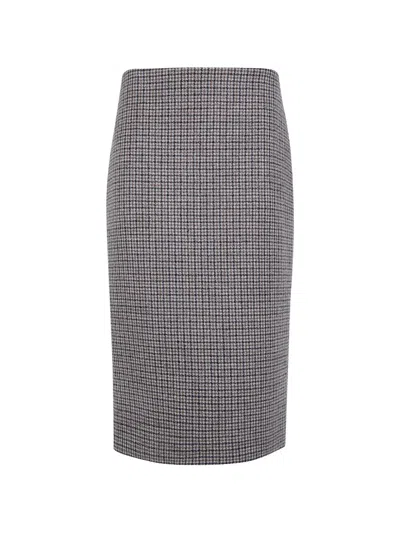 P.a.r.o.s.h Houndstooth-pattern Pencil Midi Skirt In Gray