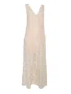 P.a.r.o.s.h Intricate Floral Lace Maxi Dress With Deep V-neckline In Multi