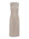 P.a.r.o.s.h Intricate Floral Lace Midi Dress With Fitted Silhouette In Neutral