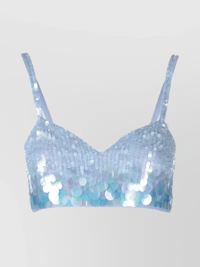 P.A.R.O.S.H IRIDESCENT SEQUIN MESH CROPPED TOP