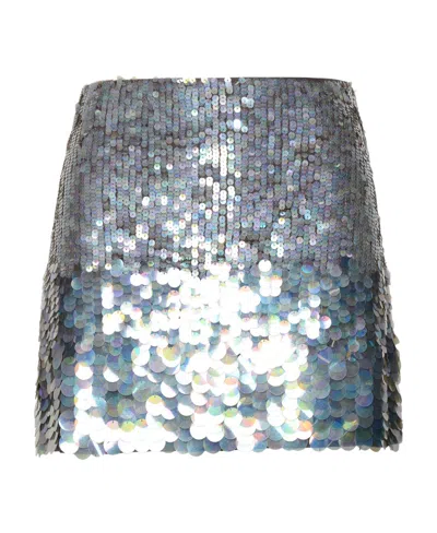 P.a.r.o.s.h Iridescent Sequin Mini Skirt In Silver