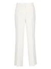 P.a.r.o.s.h Wide Leg Linen Blend Straight Trousers In Silver