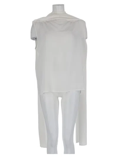 P.a.r.o.s.h Ivory Sleeveless High-neck Flowing Silk Shirt In White