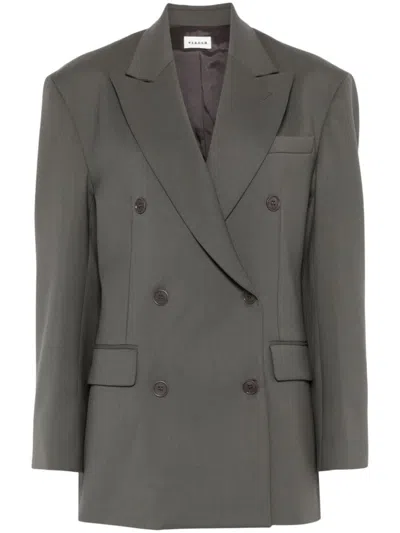 P.A.R.O.S.H PAROSH IVY GREEN VIRGIN WOOL BLEND TWILL BLAZER