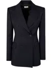 P.a.r.o.s.h P. A.r. O.s. H. Viscose And Linen Double-breasted Jacket In Blue