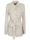 P.a.r.o.s.h Belted Flap-pocket Jacket In Brown