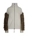 P.a.r.o.s.h Giacca Con Pelliccia Sulle Maniche Panna In White