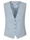 P.a.r.o.s.h Light Blue Single-breasted Waistcoat In Azzurro Polvere