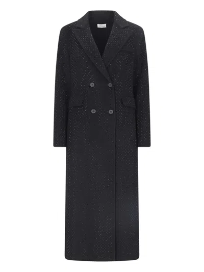 P.a.r.o.s.h Double Coat With All Over Rhinestone In Black