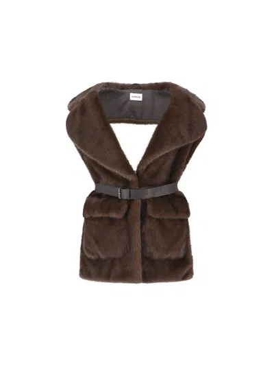 P.a.r.o.s.h Faux Fur Vest In Brown