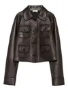 P.a.r.o.s.h Collared Leather Jacket Long Sleeves Flap Pockets In Brown