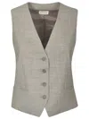 P.a.r.o.s.h Grey Linen And Viscose Vest In Grigio Melange Chiaro