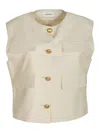 P.a.r.o.s.h . Sleeveless Gold-button Wool Vest In Light Beige