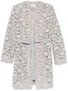 P.a.r.o.s.h Floral Lace Long Sleeve Belted Jacket In Light Grey