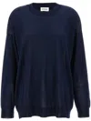 P.a.r.o.s.h Blue Crewneck Sweater With Asymmetric Hem In Wool And Cashmere Woman In Blue