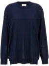 P.a.r.o.s.h Blue Crewneck Sweater With Asymmetric Hem In Wool And Cashmere Woman In Blue