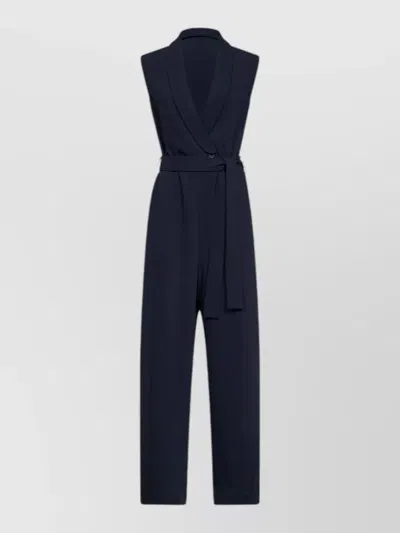 P.a.r.o.s.h Jumpsuit Belted Waist Silk Nylon Blend In Blue