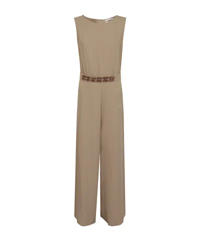P.a.r.o.s.h Jumpsuit With Flowers Belt In Neutral