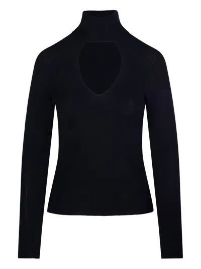 P.a.r.o.s.h Keyhole Ribbed Jumper In Black