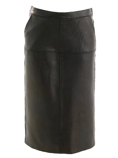 P.A.R.O.S.H KNEE-LENGTH MIDI SKIRT IN SMOOTH LAMB LEATHER