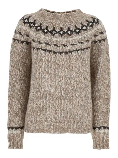 P.A.R.O.S.H BEIGE CREWNECK SWEATER IN WOOL BLEND WOMAN