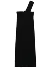 P.a.r.o.s.h Black One-shoulder Dress With Sweetheart Neckline In Viscose Blend Woman In Black