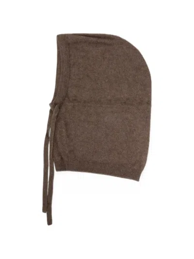P.a.r.o.s.h Knitted Tie-fastening Balaclava In Brown