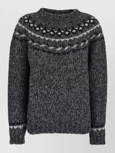 P.a.r.o.s.h Knitwear Crew Neck Long Sleeves Patterned Yoke In Gray