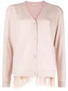 P.a.r.o.s.h Feather-trimmed Wool Cardigan In Beige