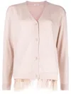 P.a.r.o.s.h Feather-trimmed Wool Cardigan In Beige