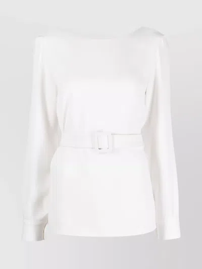 P.a.r.o.s.h Knitwear Top With Belted Waist And Long Sleeves In White