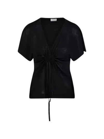 P.a.r.o.s.h Knotted V-neck Top In Black
