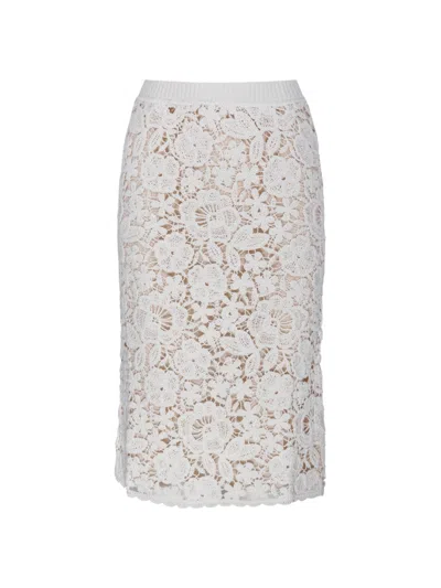 P.a.r.o.s.h Lace-detail Cotton Skirt With Fitted Silhouette