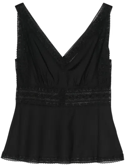 P.a.r.o.s.h Lace-detail Sleeveless Blouse In Black