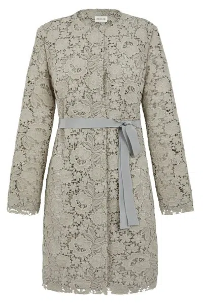P.a.r.o.s.h Parosh Lace Detailed Long Jacket In Beige