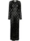 P.a.r.o.s.h Bodycon Lace Maxi Dress In Black  